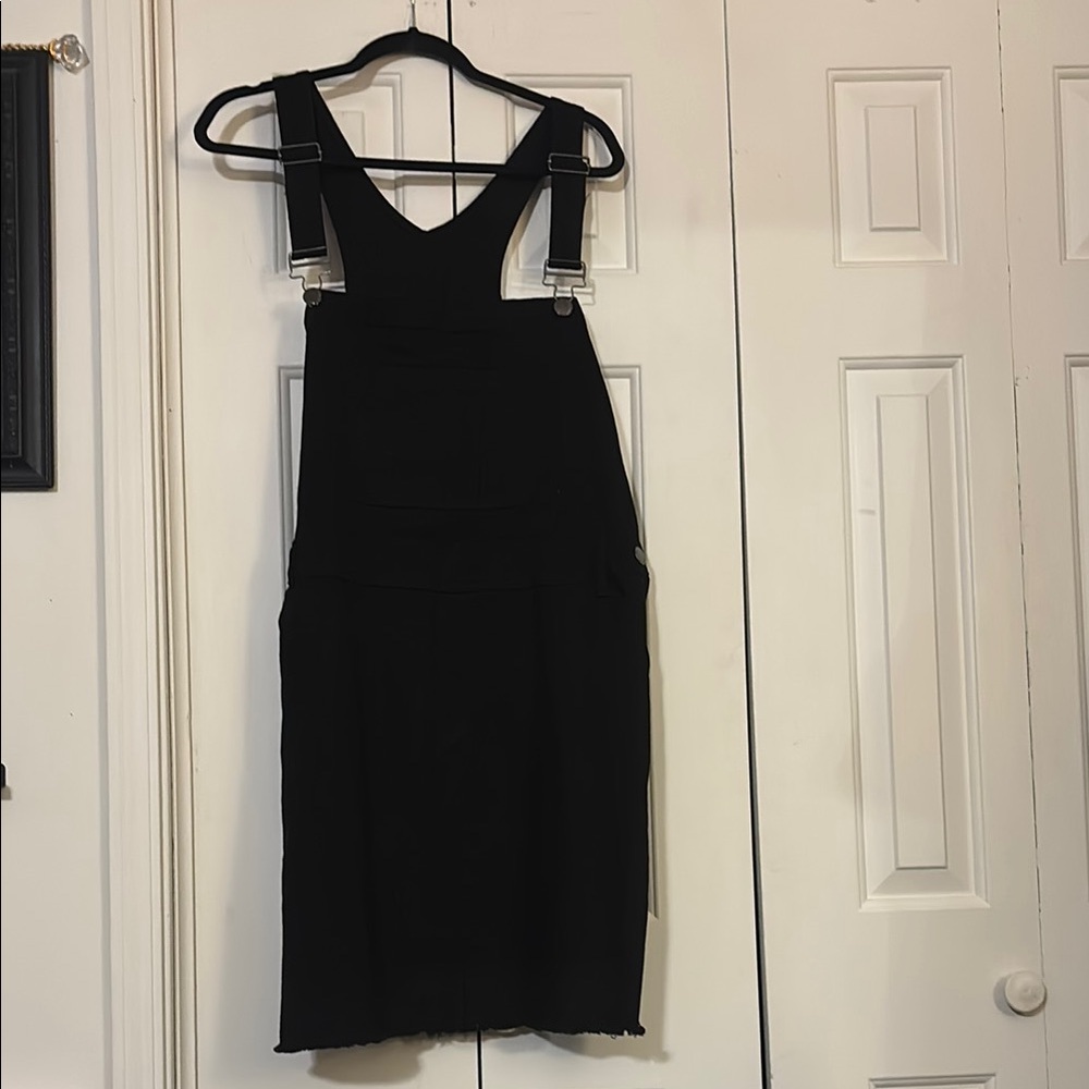 City Chic Black Midi Overall Dress